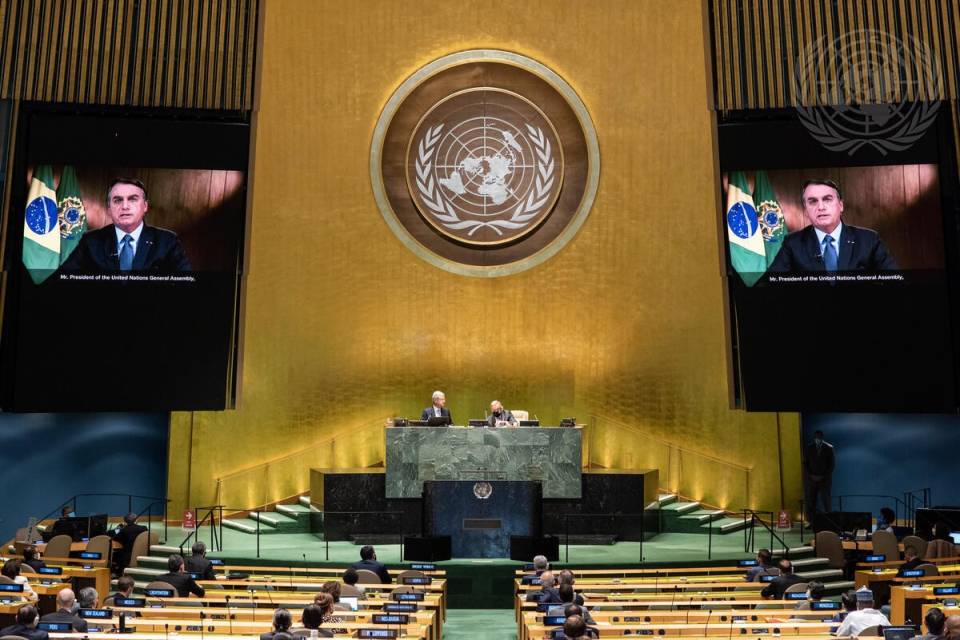 Bolsonaro em discurso na 76ª Assembleia Geral da ONU