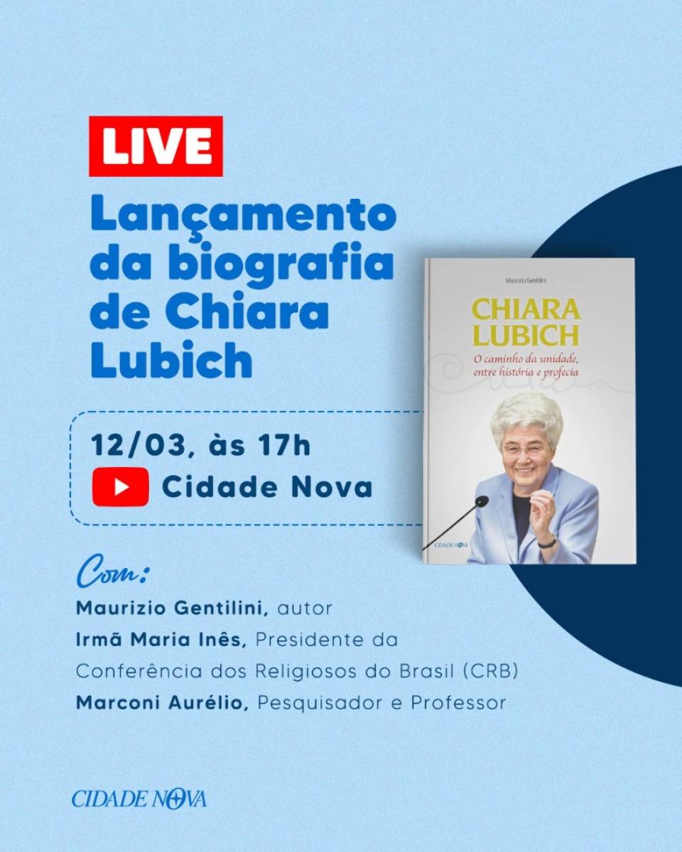 Live da Editora Cidade Nova apresenta biografia sobre Chiara Lubich